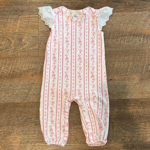 The Beaufort Bonnet Company Pink and White Floral Bodysuit